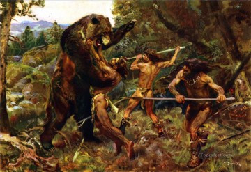 cazar oso Pinturas al óleo